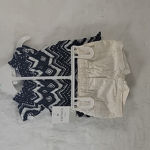 Carter's Black and White Dressy Shirt with White Shorts - Picture 4 of 6